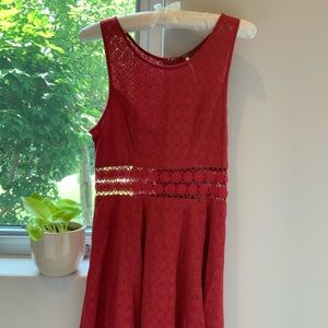 Free People Red Cut Out Flower Dress